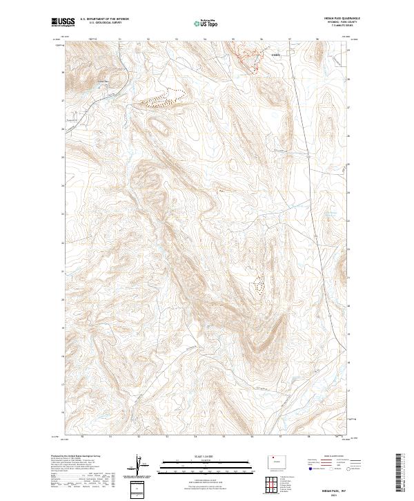 USGS US Topo 7.5-minute map for Indian Pass WY 2021