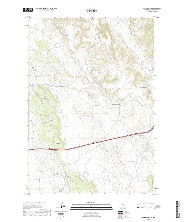 USGS US Topo 7.5-minute map for Iron Mountain WY 2021