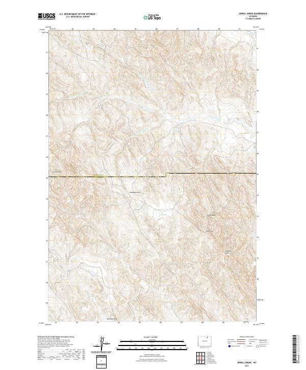 USGS US Topo 7.5-minute map for Jewell Draw WY 2021