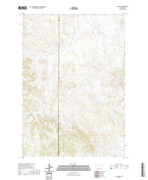 USGS US Topo 7.5-minute map for Jim Creek WY 2021