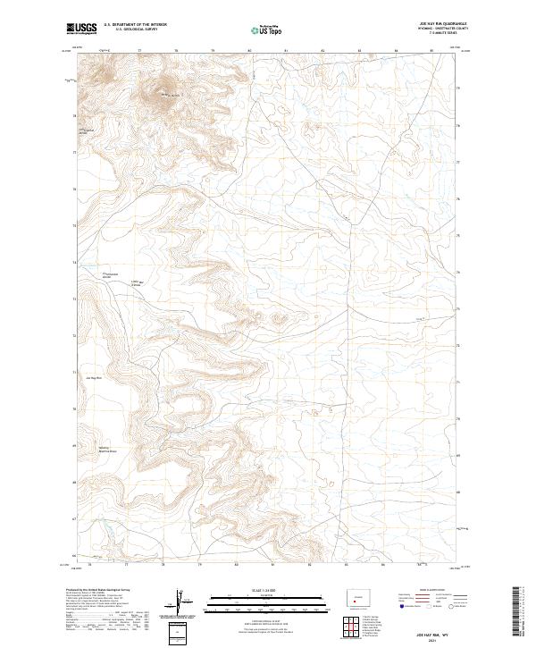 USGS US Topo 7.5-minute map for Joe Hay Rim WY 2021