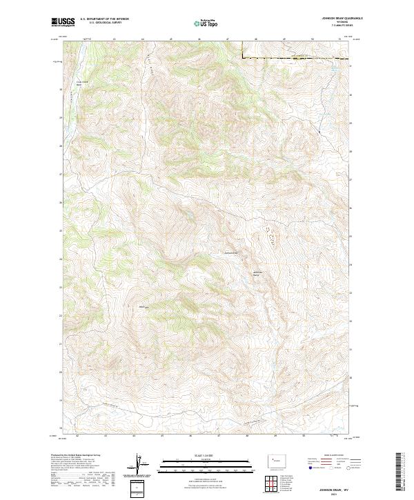 USGS US Topo 7.5-minute map for Johnson Draw WY 2021