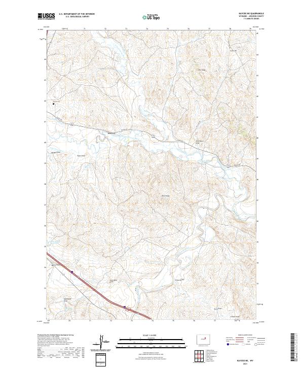 USGS US Topo 7.5-minute map for Kaycee NE WY 2021