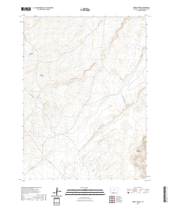 USGS US Topo 7.5-minute map for Kinney Spring WY 2021