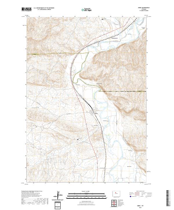 USGS US Topo 7.5-minute map for Kirby WY 2021