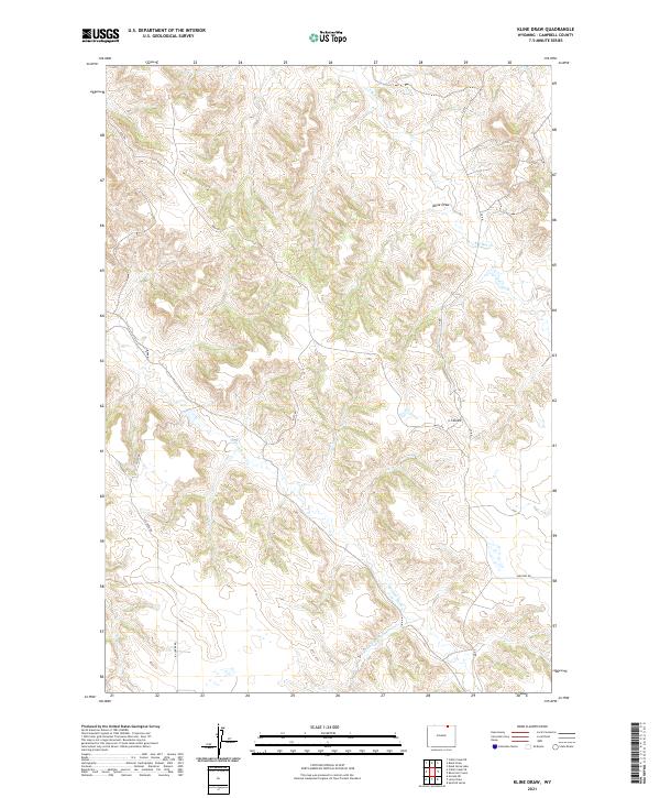 USGS US Topo 7.5-minute map for Kline Draw WY 2021