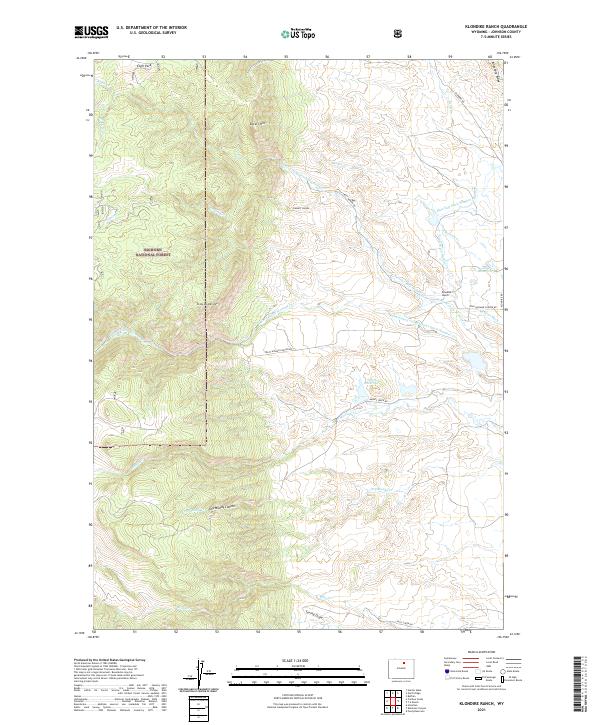 USGS US Topo 7.5-minute map for Klondike Ranch WY 2021