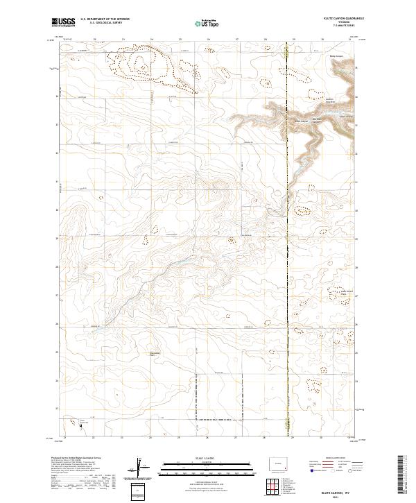 USGS US Topo 7.5-minute map for Klutz Canyon WY 2021