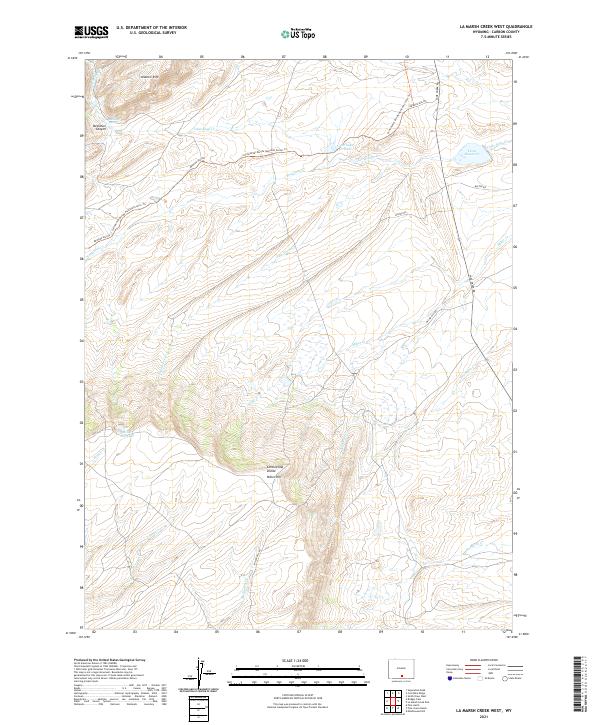 USGS US Topo 7.5-minute map for La Marsh Creek West WY 2021