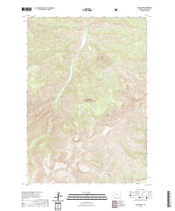 USGS US Topo 7.5-minute map for Lake Creek WY 2021