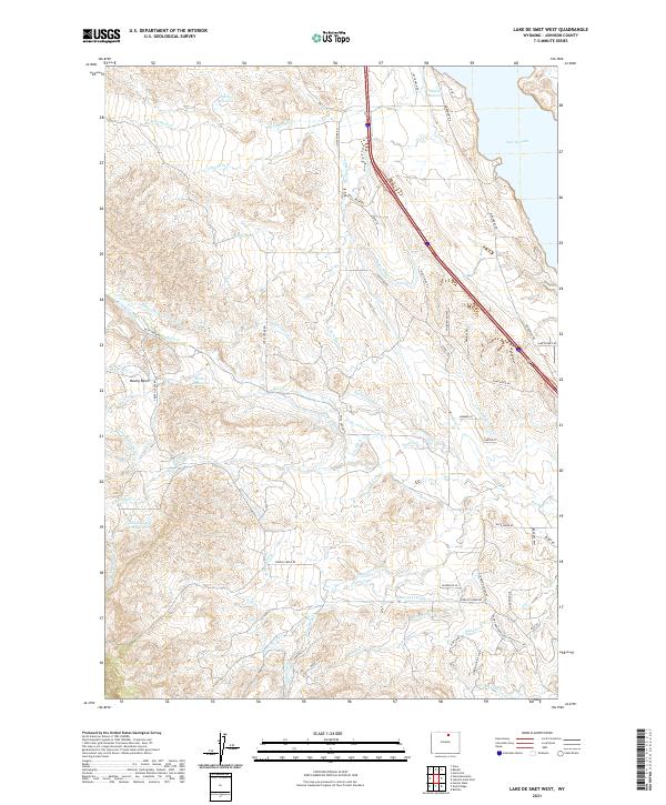 USGS US Topo 7.5-minute map for Lake De Smet West WY 2021