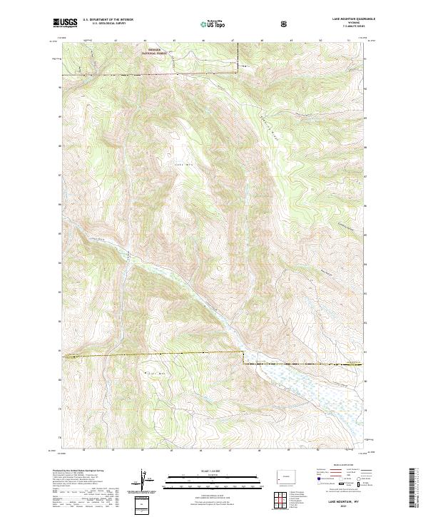 USGS US Topo 7.5-minute map for Lake Mountain WY 2021