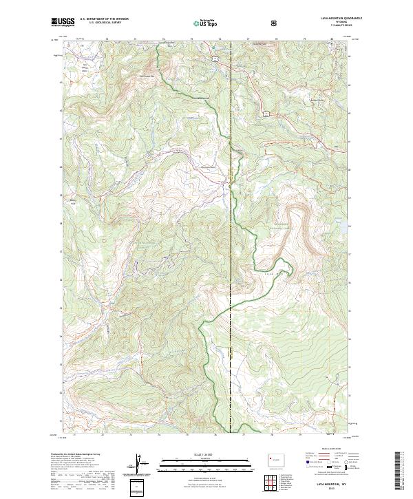 US Topo 7.5-minute map for Lava Mountain WY