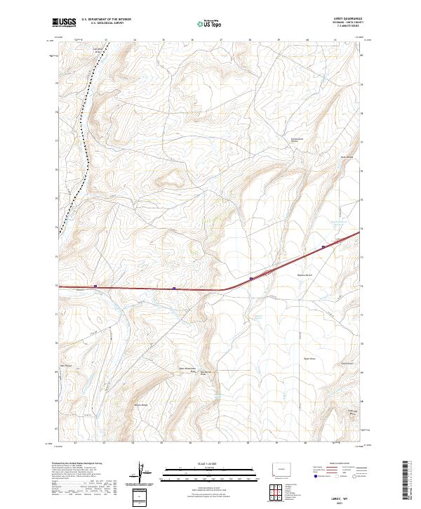 USGS US Topo 7.5-minute map for Leroy WY 2021