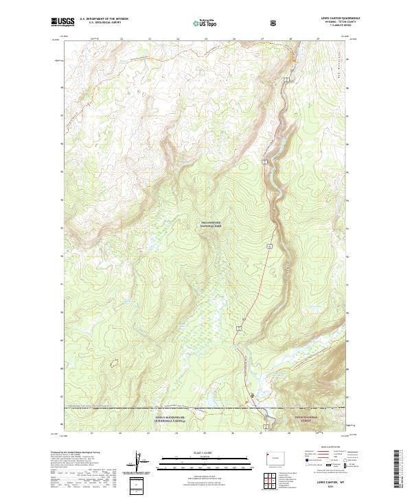 USGS US Topo 7.5-minute map for Lewis Canyon WY 2021