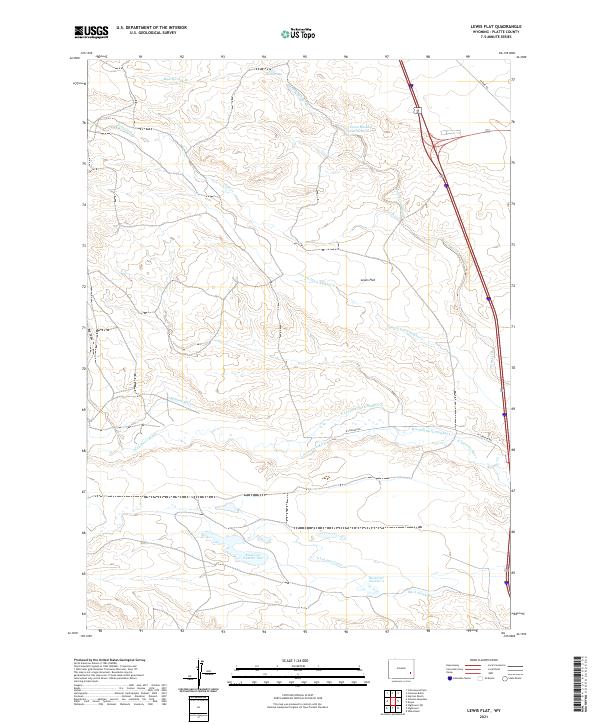 USGS US Topo 7.5-minute map for Lewis Flat WY 2021