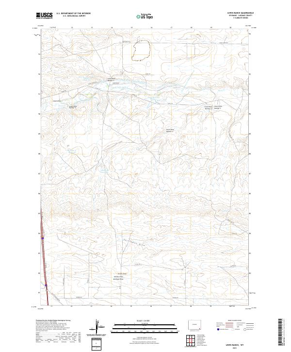 USGS US Topo 7.5-minute map for Lewis Ranch WY 2021