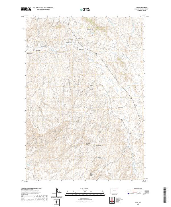 USGS US Topo 7.5-minute map for Linch WY 2021