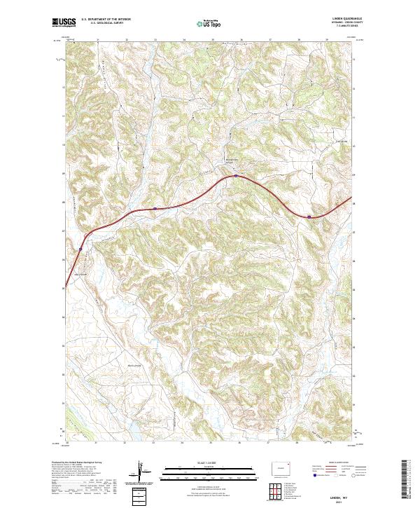 USGS US Topo 7.5-minute map for Linden WY 2021