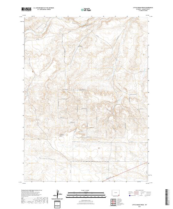 USGS US Topo 7.5-minute map for Little Indian Draw WY 2021