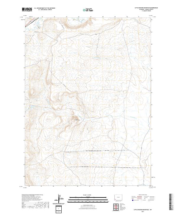 USGS US Topo 7.5-minute map for Little Round Mountain WY 2021