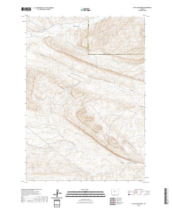 USGS US Topo 7.5-minute map for Little Sand Draw WY 2021