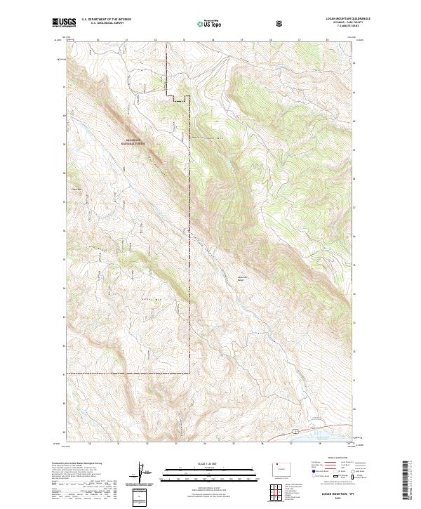 USGS US Topo 7.5-minute map for Logan Mountain WY 2021