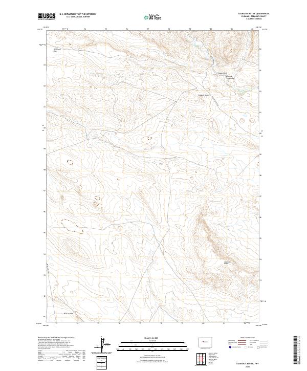 USGS US Topo 7.5-minute map for Lookout Butte WY 2021