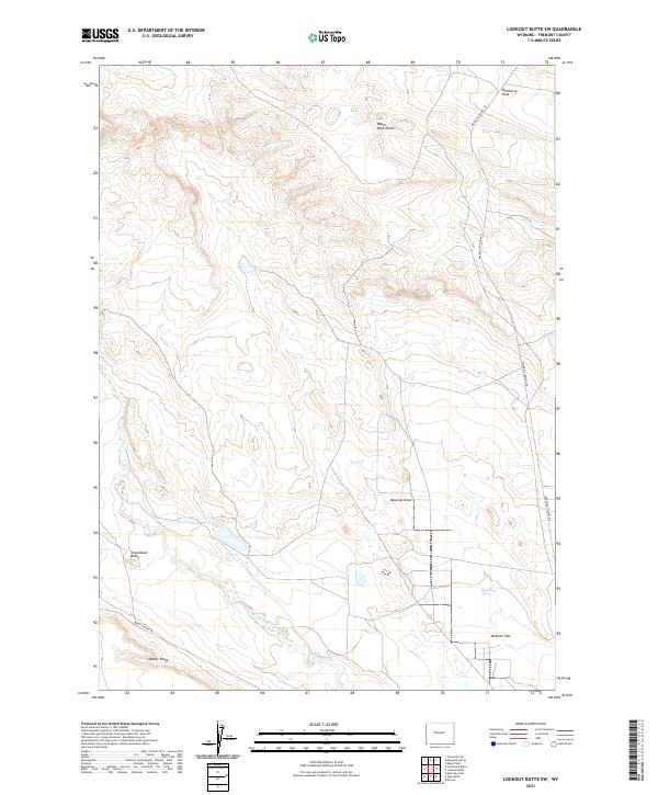 USGS US Topo 7.5-minute map for Lookout Butte SW WY 2021