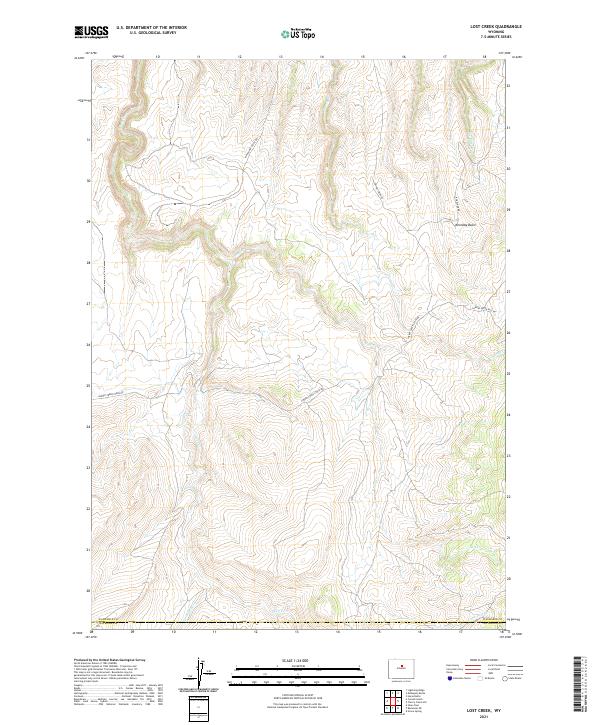 USGS US Topo 7.5-minute map for Lost Creek WY 2021