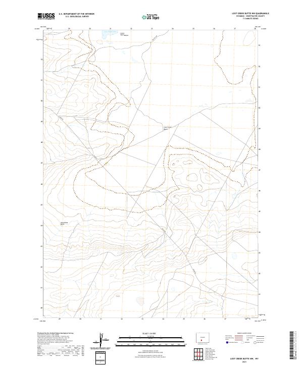 USGS US Topo 7.5-minute map for Lost Creek Butte NW WY 2021