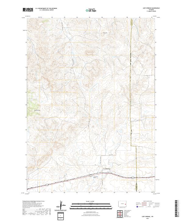 USGS US Topo 7.5-minute map for Lost Springs WY 2021