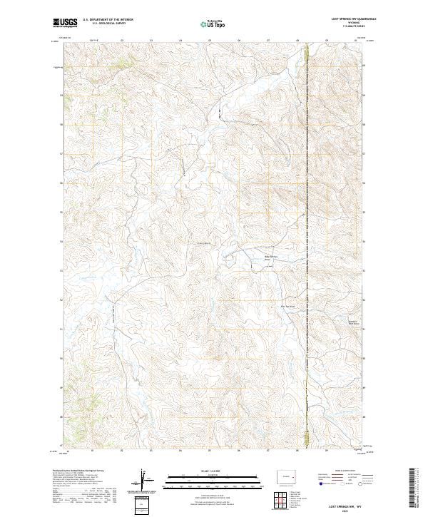 USGS US Topo 7.5-minute map for Lost Springs NW WY 2021