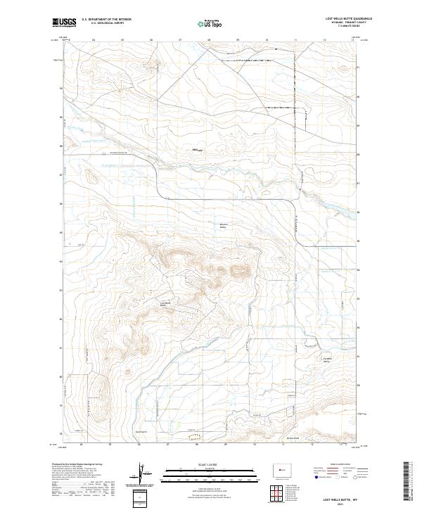 USGS US Topo 7.5-minute map for Lost Wells Butte WY 2021