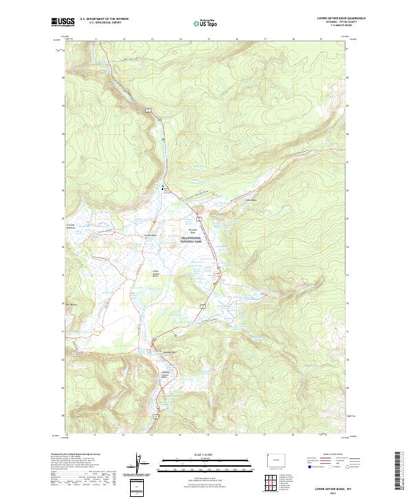 USGS US Topo 7.5-minute map for Lower Geyser Basin WY 2021