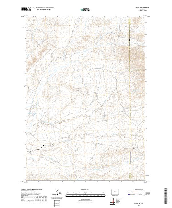 USGS US Topo 7.5-minute map for Lysite SE WY 2021