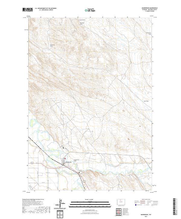 USGS US Topo 7.5-minute map for Manderson WY 2021