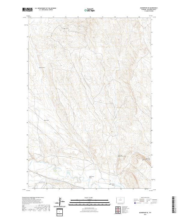 USGS US Topo 7.5-minute map for Manderson SE WY 2021