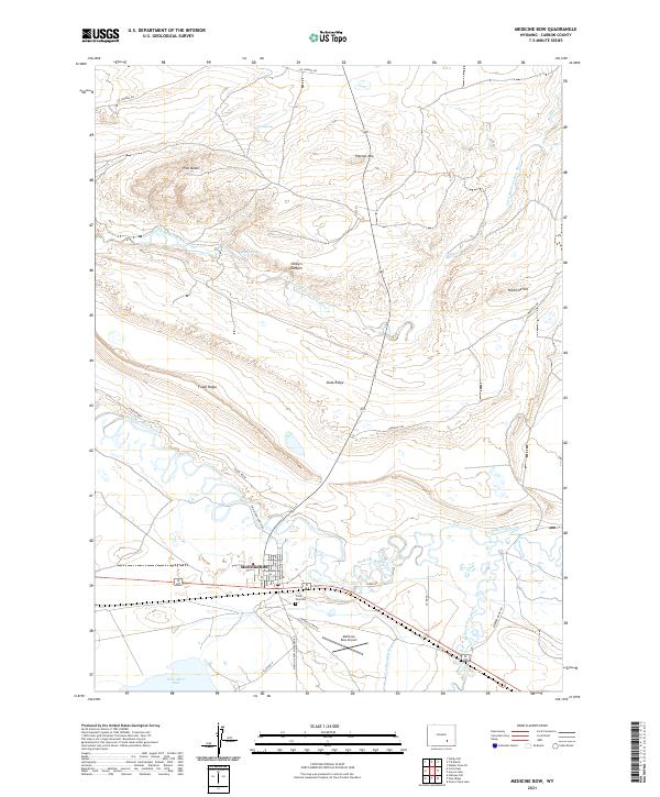 USGS US Topo 7.5-minute map for Medicine Bow WY 2021