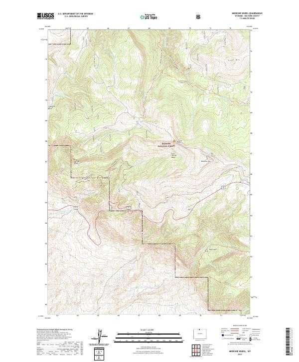 USGS US Topo 7.5-minute map for Medicine Wheel WY 2021