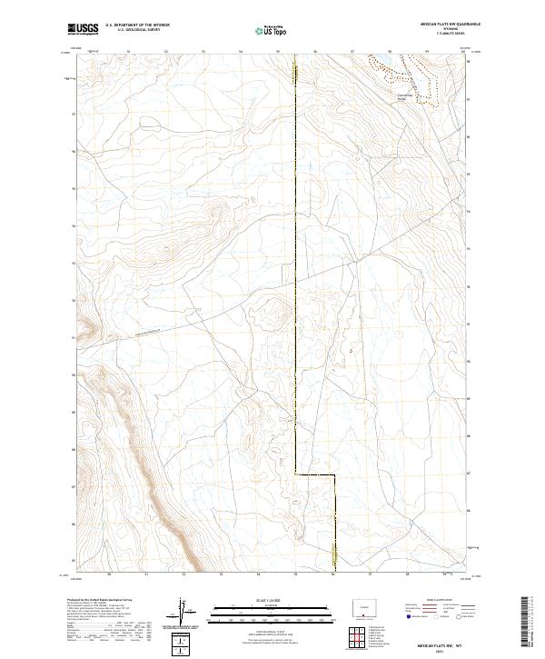 USGS US Topo 7.5-minute map for Mexican Flats NW WY 2021