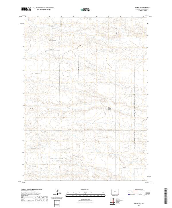 USGS US Topo 7.5-minute map for Midway SW WY 2021