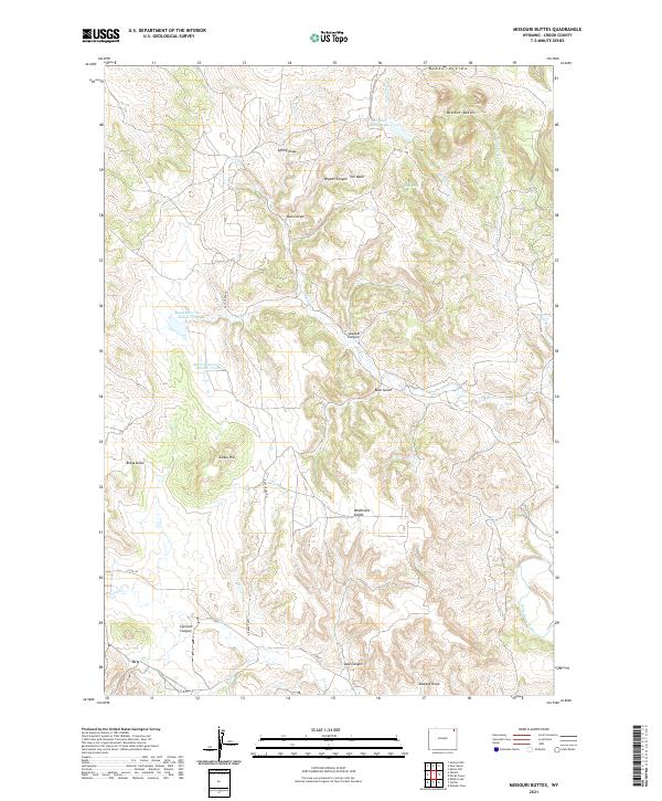 USGS US Topo 7.5-minute map for Missouri Buttes WY 2021