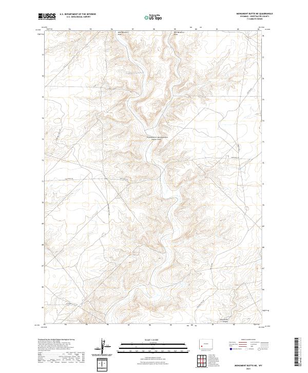 USGS US Topo 7.5-minute map for Monument Butte NE WY 2021