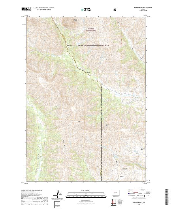 USGS US Topo 7.5-minute map for Monument Peak WY 2021