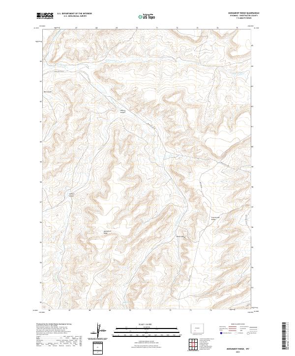 USGS US Topo 7.5-minute map for Monument Ridge WY 2021