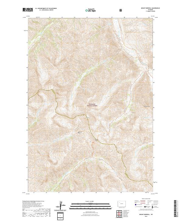 USGS US Topo 7.5-minute map for Mount Burwell WY 2021