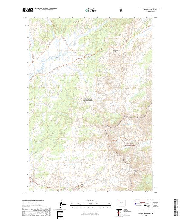 USGS US Topo 7.5-minute map for Mount Chittenden WY 2021