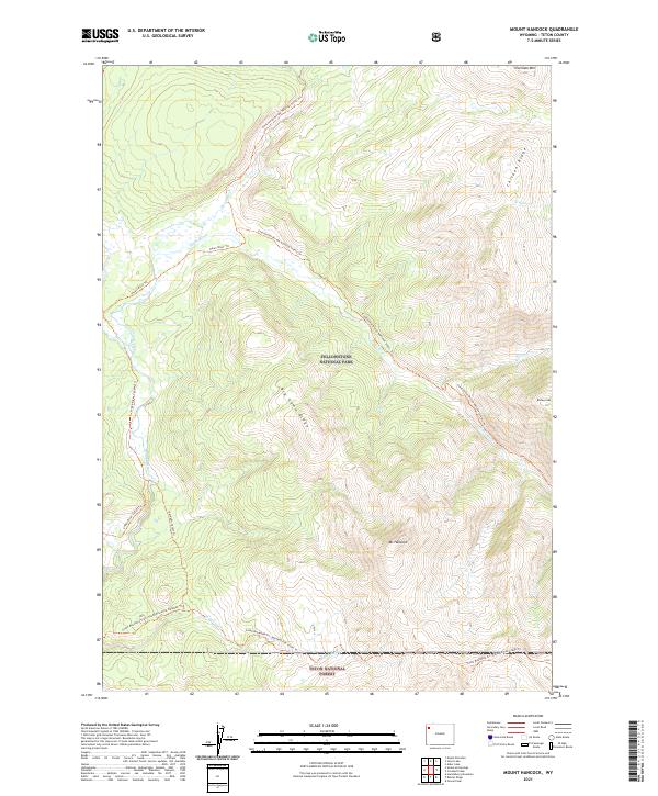 USGS US Topo 7.5-minute map for Mount Hancock WY 2021