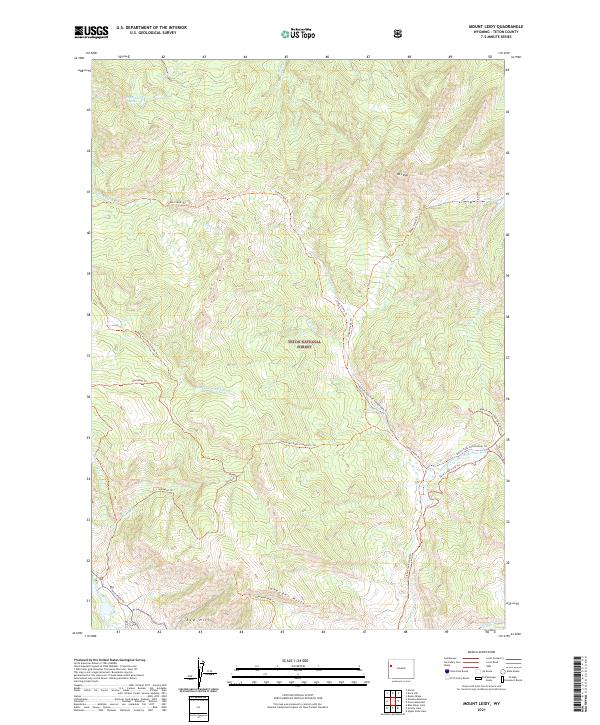 USGS US Topo 7.5-minute map for Mount Leidy WY 2021